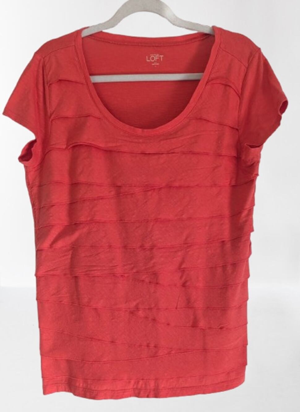 Womens LOFT 100% Cotton Cap Sleeve Shirt Top Size LARGE